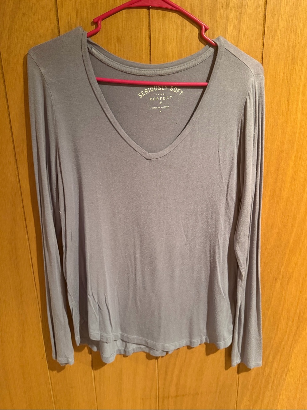 Perfectly Soft V-Neck Long Sleeve Tee - Gray